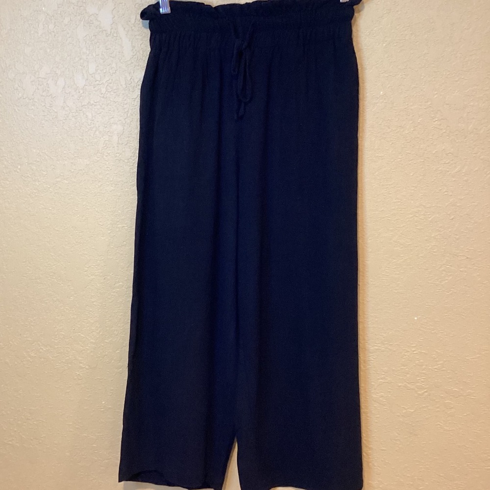 Petal and Pup‎ black, size 6, high waisted, wide leg, drawstring, Linen Blend